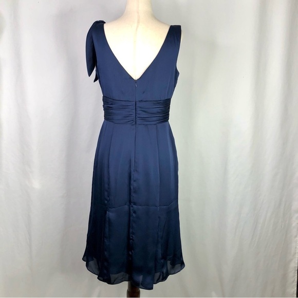 Vineyard Collection navy blue party dress chiffon bow gathered bust sleeveless 8 - Picture 4 of 10